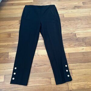Chico's Black Slim-Fit Pants With Pearl Button Details On Cuffs Size M